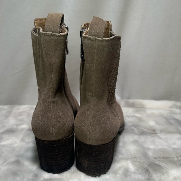 NWOT Blondo Sonali Waterproof Suede Boots Size 8 Taupe Zip Up Block Heel - Picture 5 of 7
